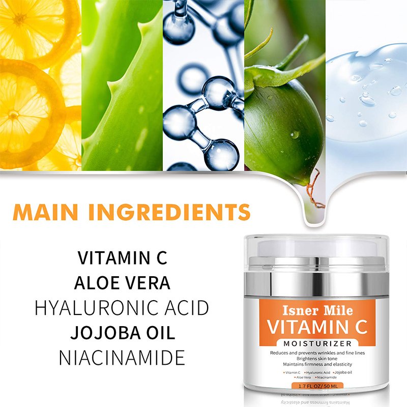 Natural Organic Vegan Vitamin C Face Moisturizer Facial Cream Anti-Wrinkle Moisturizing Lotion