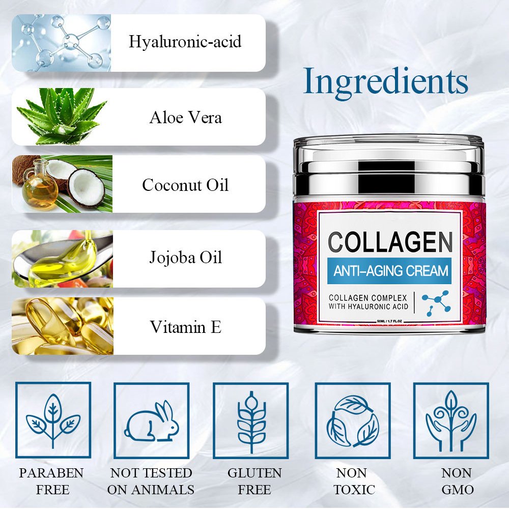 Private Label Organic Skin Anti Aging Wrinkle Lightening Whitening Collagen rejuvinating Face Cream For Face Black Skin
