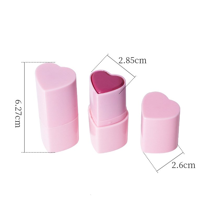 Newest Private Label Custom Vegan Smooth Lip Blusher Make Up Heart Cream Blush Stick