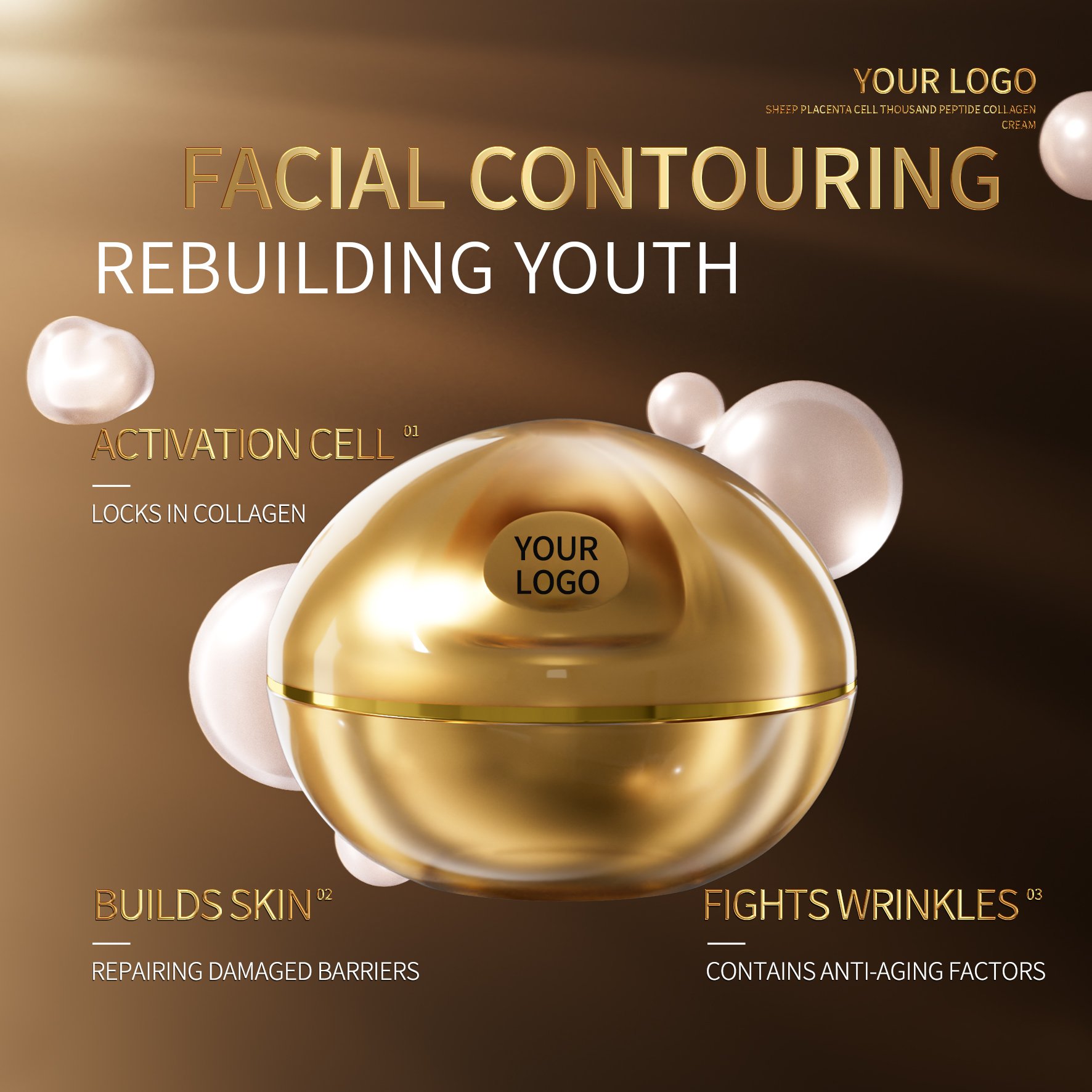 Customized goat placenta essence live cell collagen filling cream Apple cell firming anti wrinkle sunken repair face cream