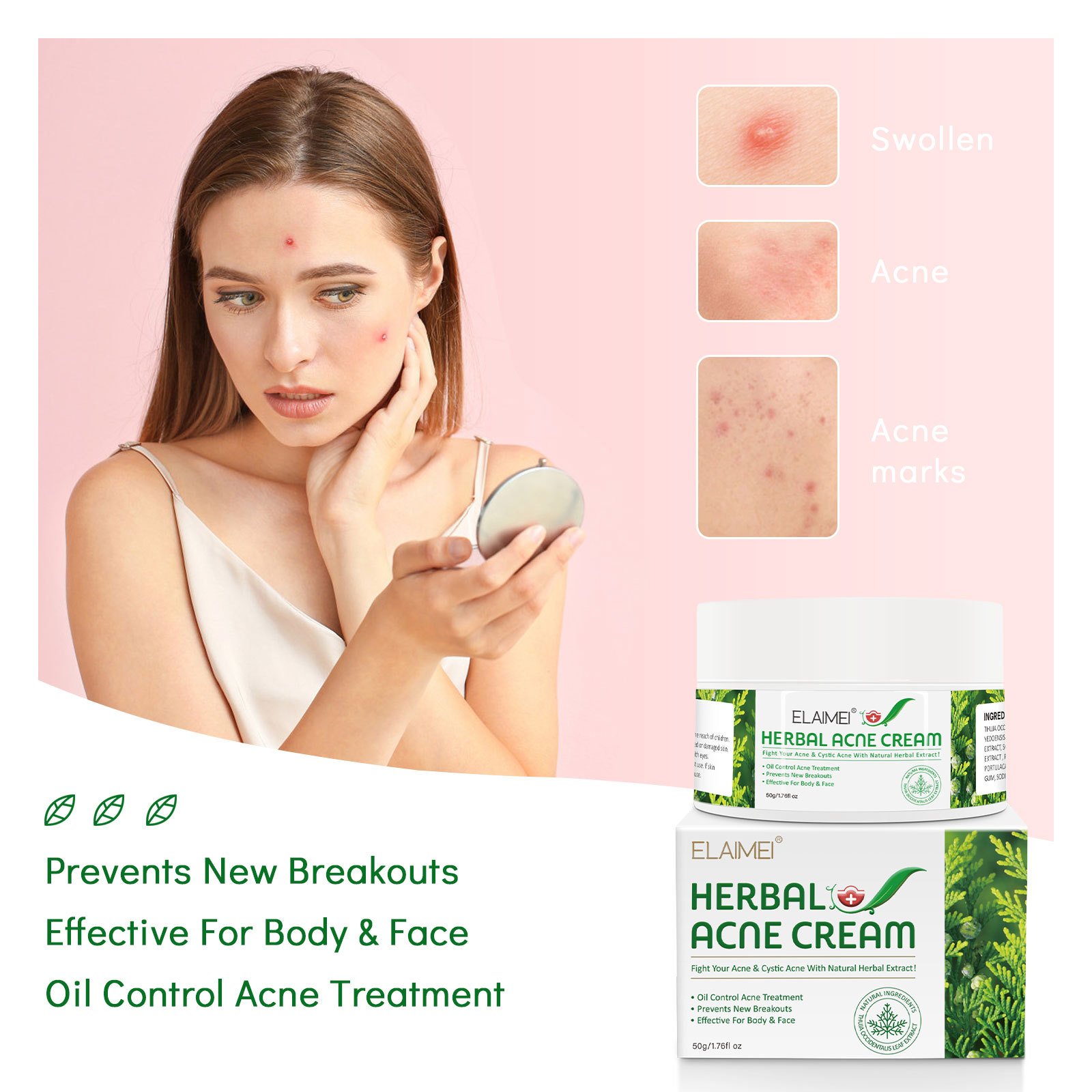 Custom Logo Tea Tree Oil Face Cream Crema Hidratante Skin Care Moisturizing Scars Remove Cream Creme Visage Natural Acne Cream