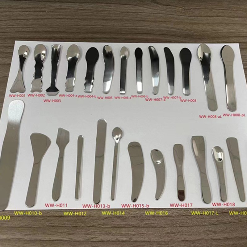 304 stainless steel Scoop facial small Makeup Spoon Mini Face Cream laser logo Cosmetic Spatula