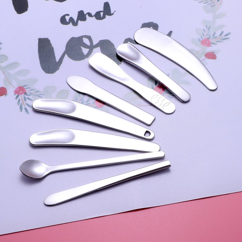 304 stainless steel Scoop facial small Makeup Spoon Mini Face Cream laser logo Cosmetic Spatula