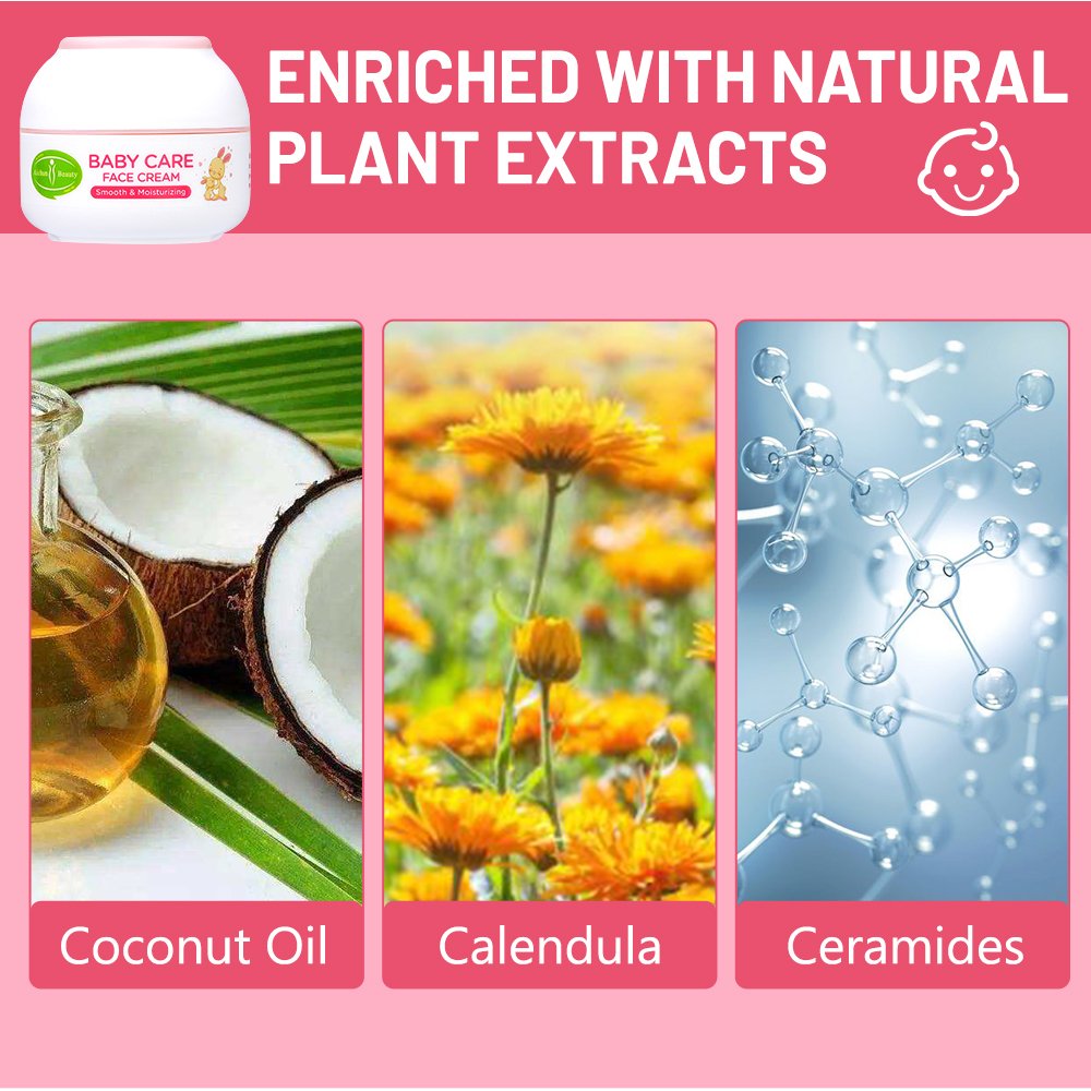 Natural Baby Moisturizing Facial Cream Coconut Oil Dry Skin Moisturizing Smoothing Mild Cream Baby's Skin Care Face Cream