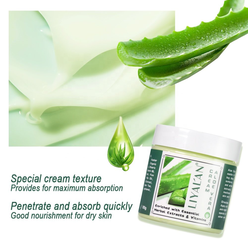Custom Logo Beauty Repair Skin Moisturizing Lighten Spots Soothing After Sun Aloe Vera Face Cream