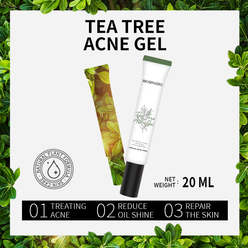 100% Vegan Organic Biosphere Facial Anti Acne Treatment Soothing Skin Care Face Cream Tea Tree Oil Acne Gel