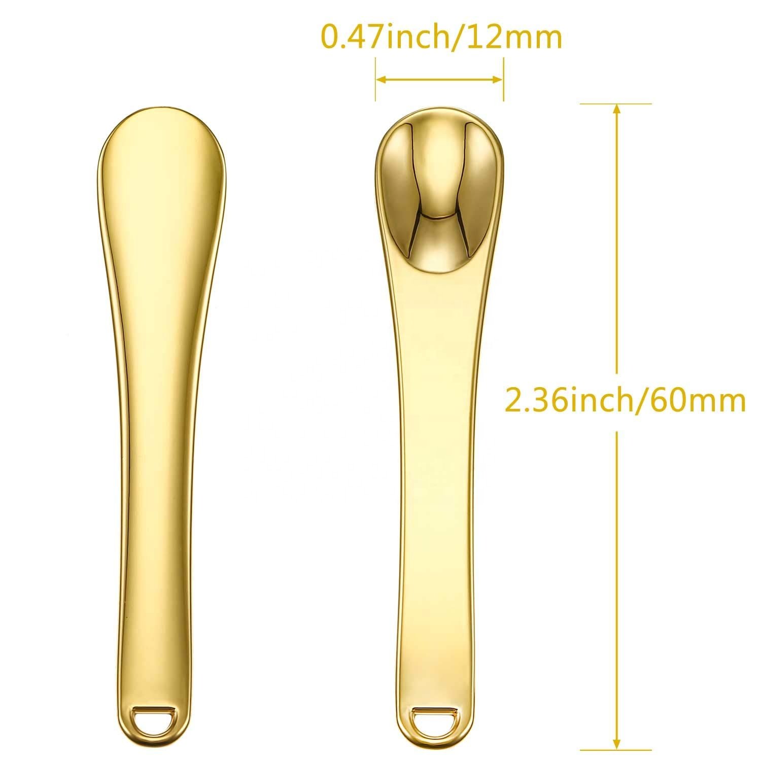 In stock face eye cream mask skin care spoon gold reusable mini metal cosmetic spatula