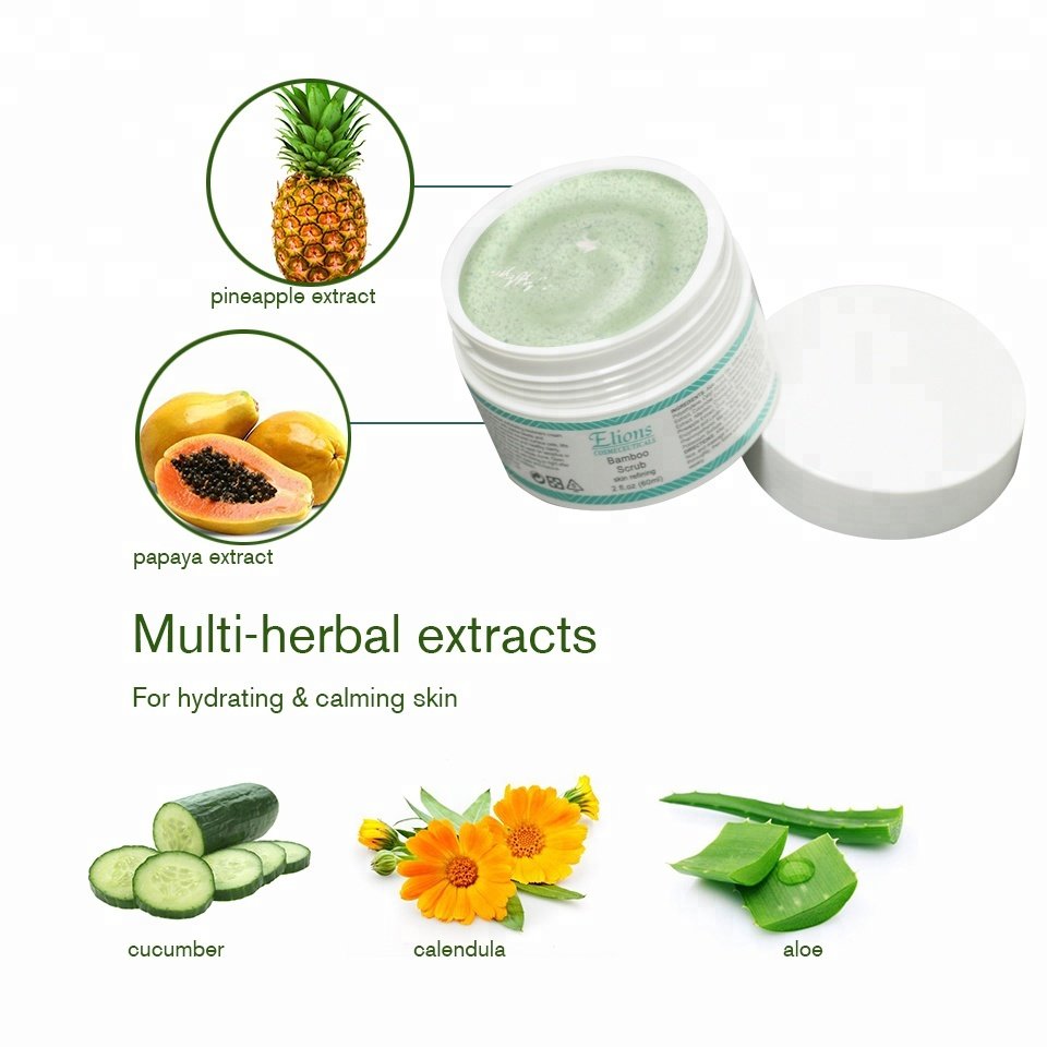 Private Label Bamboo Skin Exfoliator Whitening Fruit Pineapple Papaya Enzymes Face Body Dead Skin Scrub Cream for Oily Dry Skin