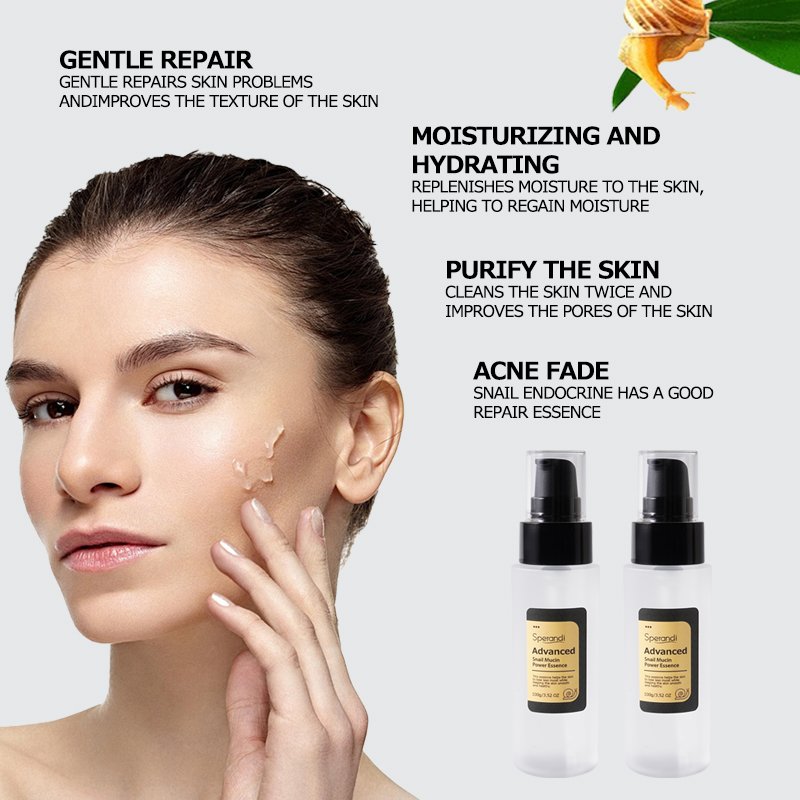 Chinese Suppliers 96% Organic Snail Mucin Hyaluronic Acid Glowing Spots Wrinkles Improve Whitening Snail Skin Care Face Serum