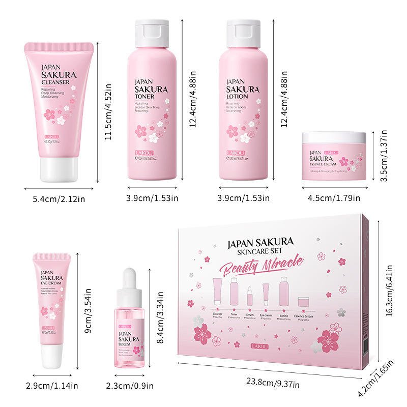 Pure Deep Nourish Smooth Fine Lines Cherry Blossom 6 Pieces Set Beauty Skincare Products Sakura Brightening Face Skin Care Kits