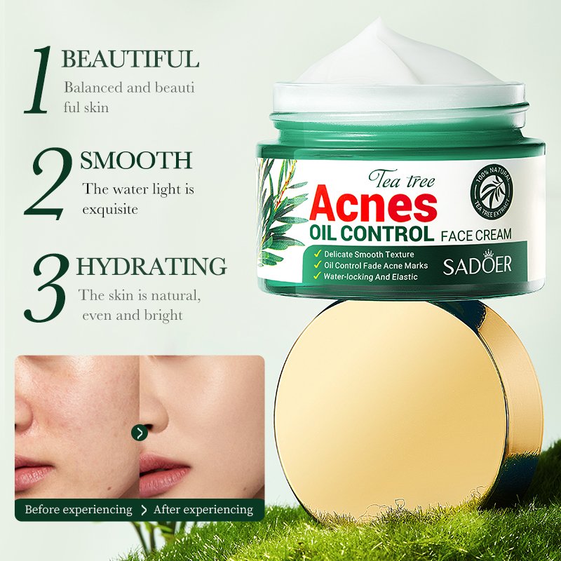 OEM OBM ODM SADOER Day And night natural tea tree acne treatment oil-control Beauty Face Cream For facial care
