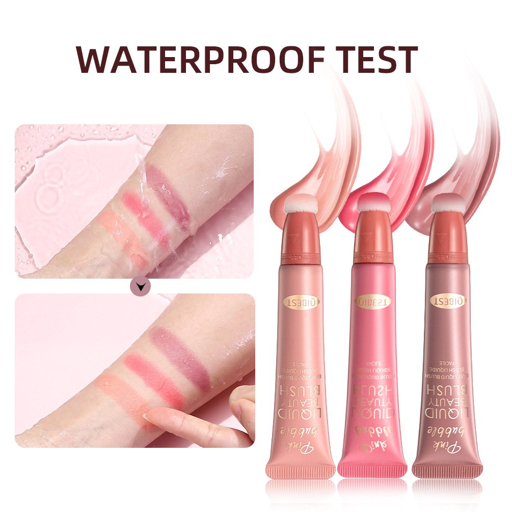 Liquid Blush Contour Wand with Cushion Applicator Velvet Matte Blusher Face Pigment Lasting Cream Cheek Tint Peach Blush Makeup