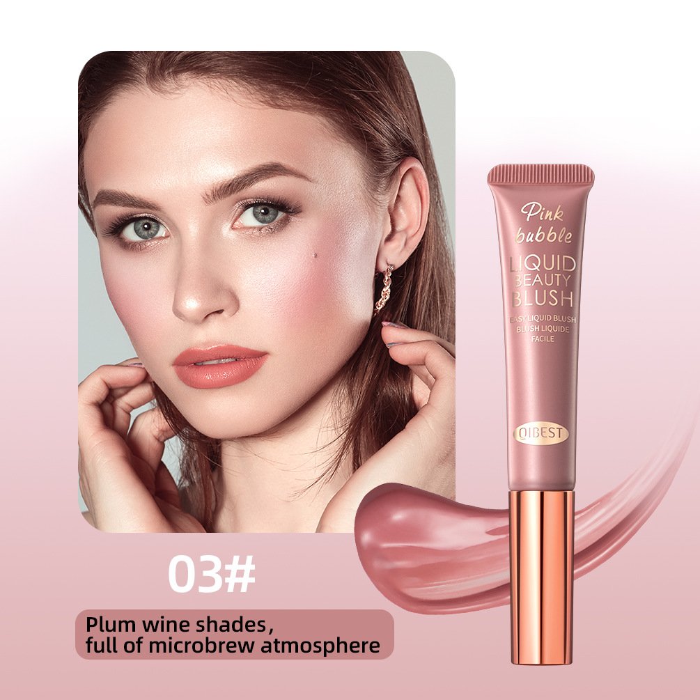 Liquid Blush Contour Wand with Cushion Applicator Velvet Matte Blusher Face Pigment Lasting Cream Cheek Tint Peach Blush Makeup