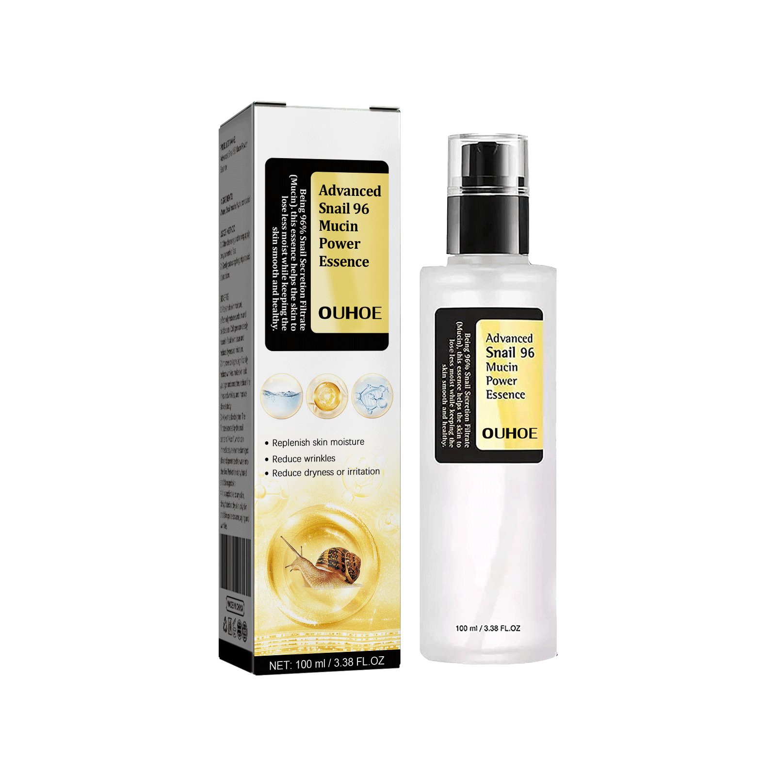 ouhoeWholesale Skincare Anti Aging 96% Snail Mucus Skin Care Face Serum Facial Whitening Repair Serum For Sensitive Skin