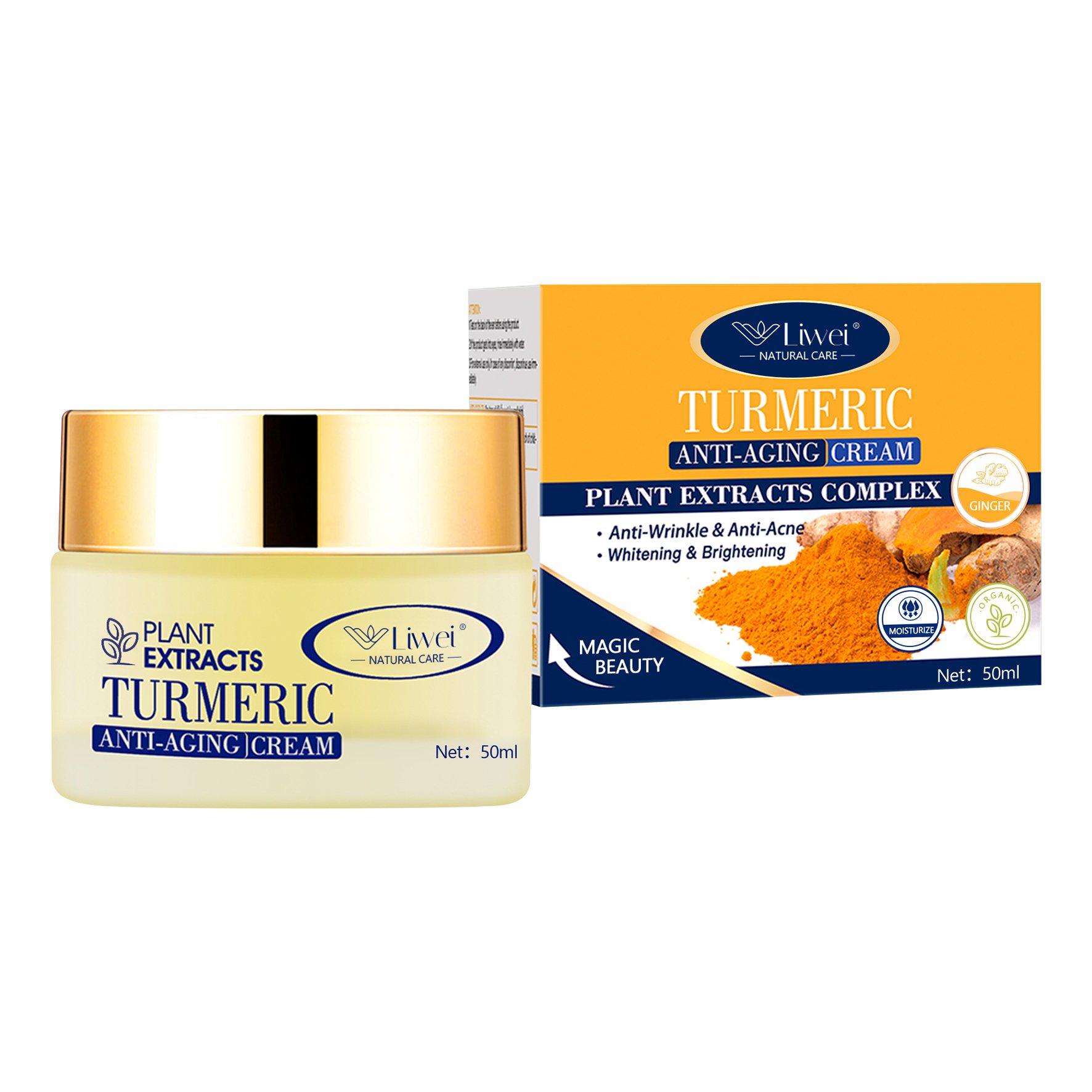 Turmeric Face Cream Turmeric Whitening Moisturizer Herbal Face Cream Natural Wholesale Private Label White Light Yellow Adults