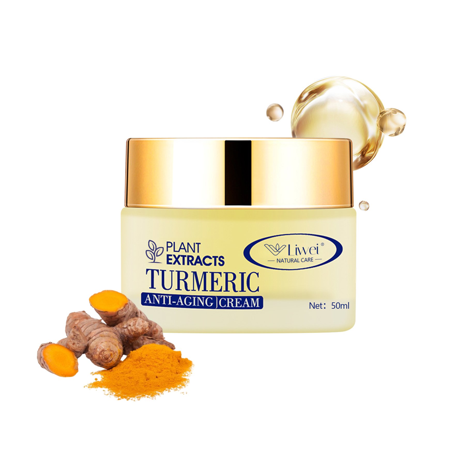 Turmeric Face Cream Turmeric Whitening Moisturizer Herbal Face Cream Natural Wholesale Private Label White Light Yellow Adults