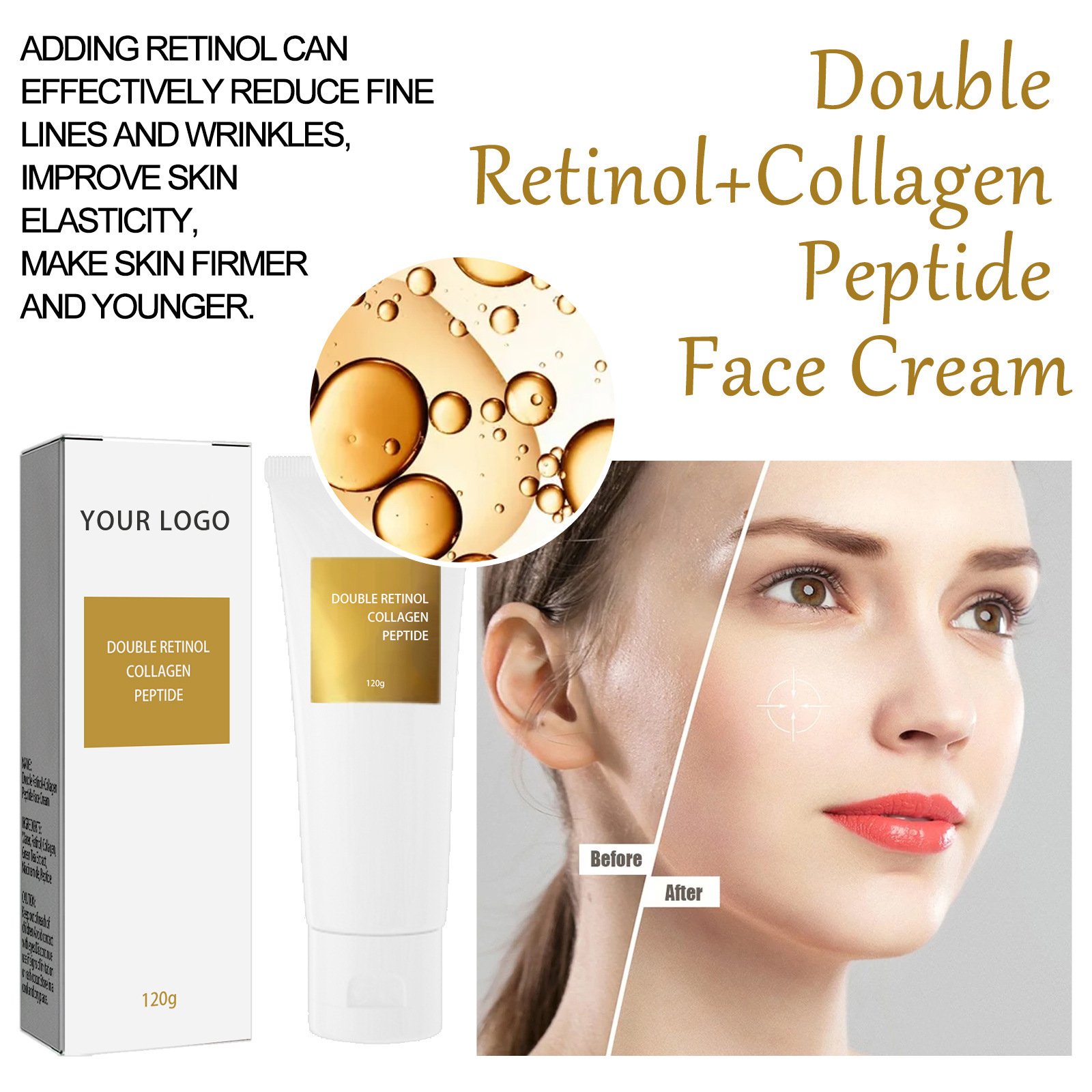 Wholesale Private Label Skincare Moisturizing Whitening Double Retinol Collagen Peptide Face Cream Anti Wrinkle Anti Aging Cream