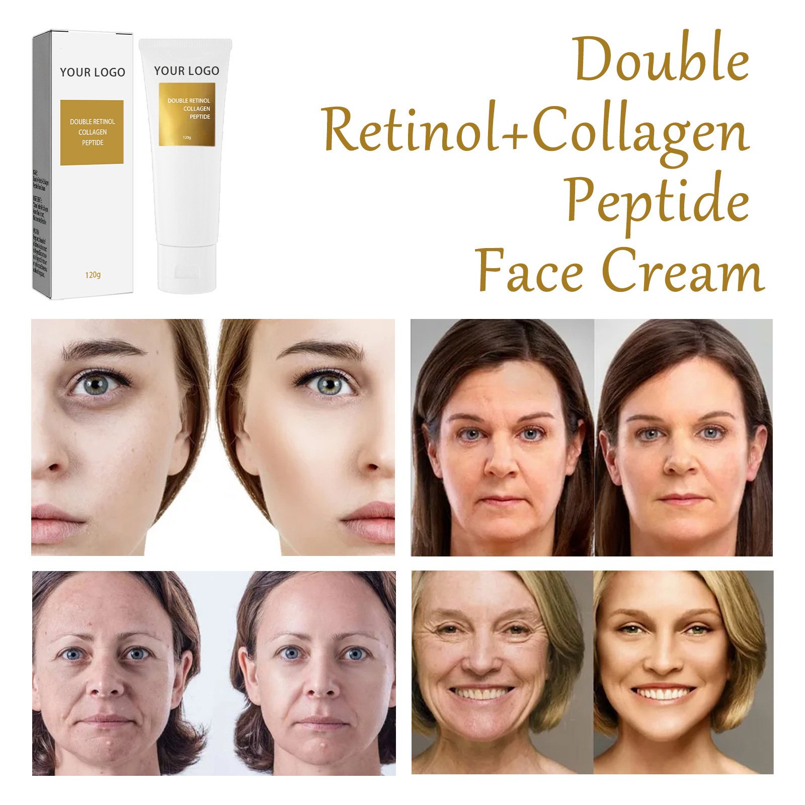Wholesale Private Label Skincare Moisturizing Whitening Double Retinol Collagen Peptide Face Cream Anti Wrinkle Anti Aging Cream