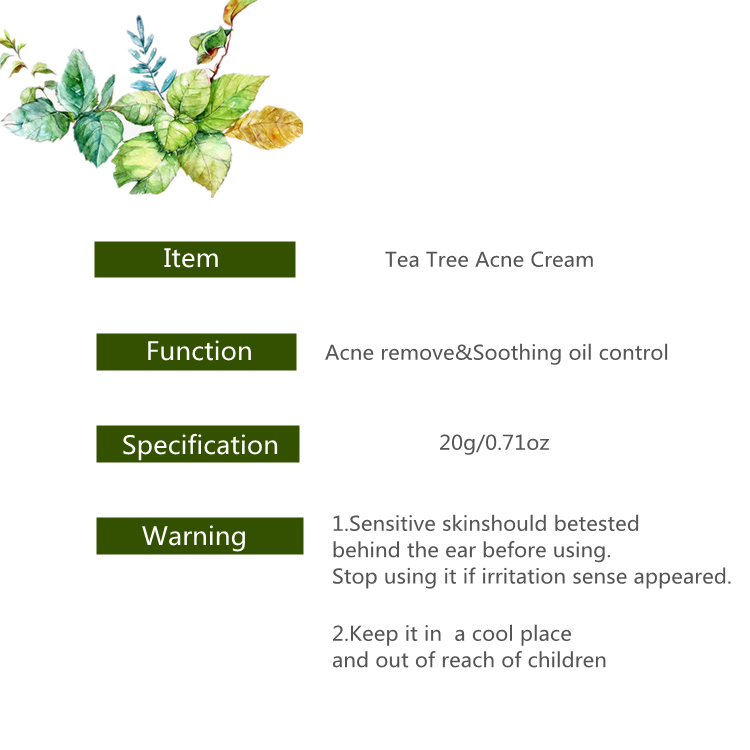 OEM ODM natural face care scars treatment tea tree oil acne face cream for women