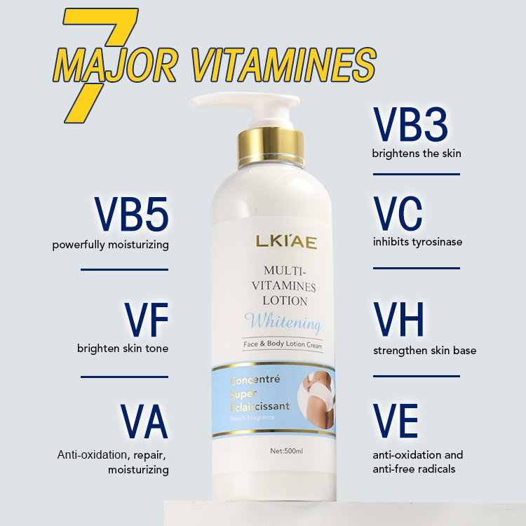 Multi-Vitamin Ingredient Vitamin C Private Label Cream Strong Bleaching Brightening Natural Whitening Body Lotion For Black Skin