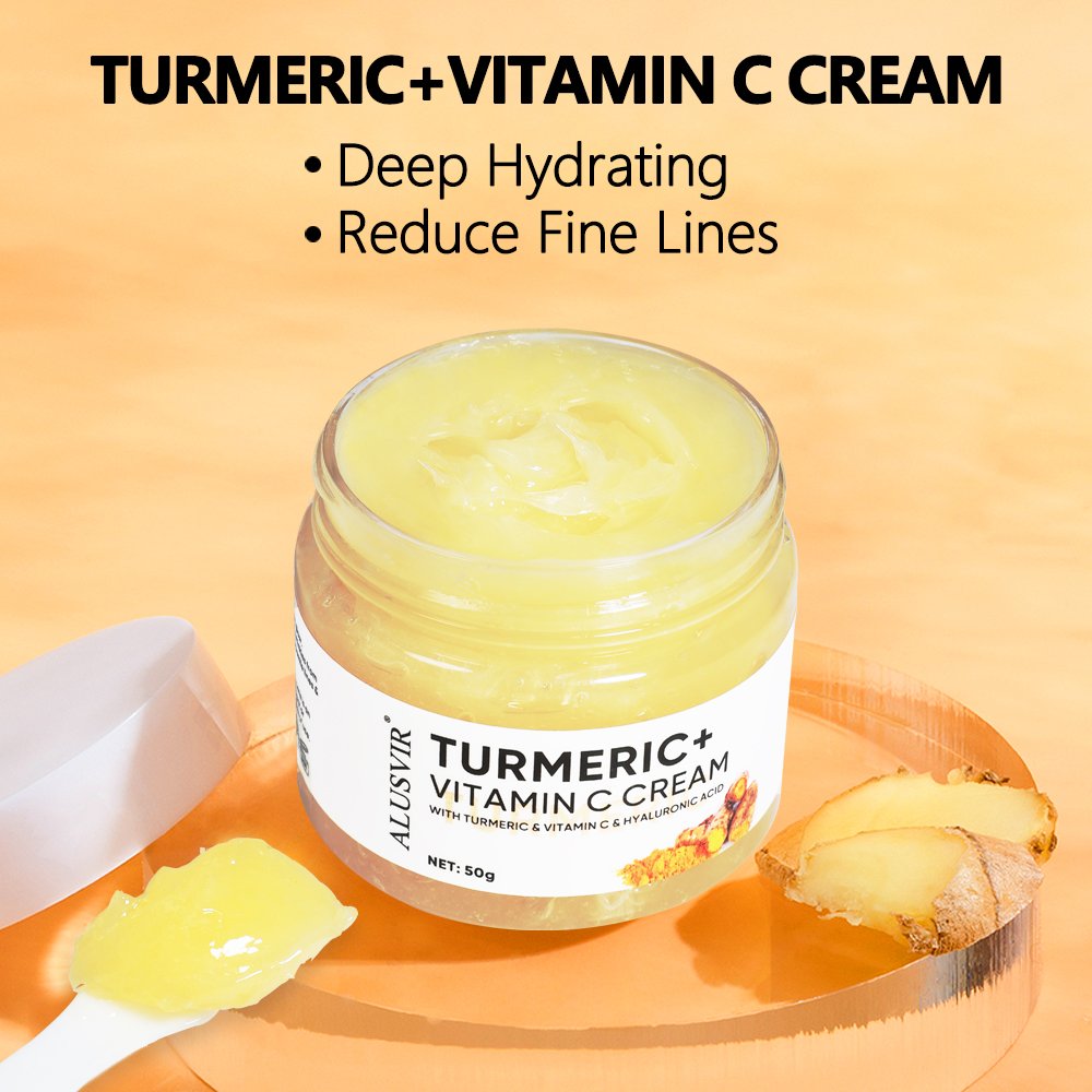 In Stock Private Label Turmeric Vitamin C Face Cream Anti Aging Whitening Skin Care Dark Spot Remover Brightening Turmeric Cream