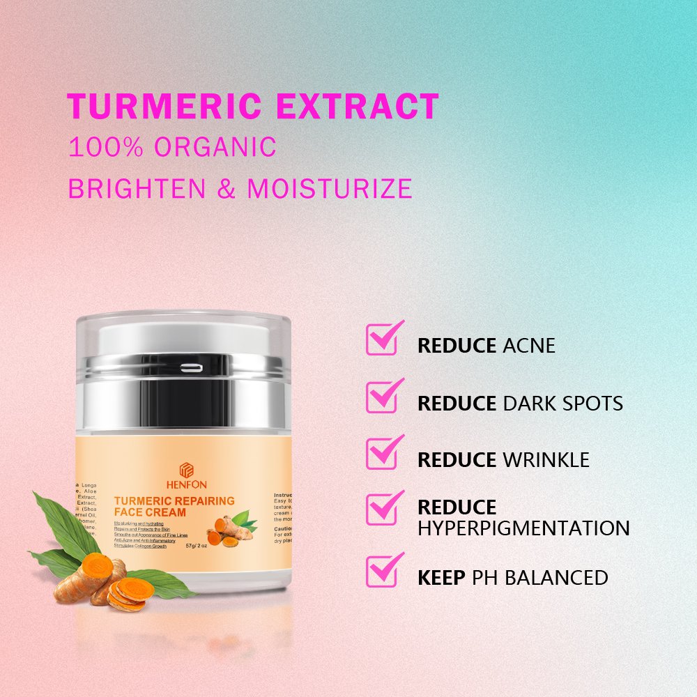 Private Label Turmeric Repairing Face Cream brightening ,Moisturizing And Hydrating Face Cream Reduce Acne And Dark Spots
