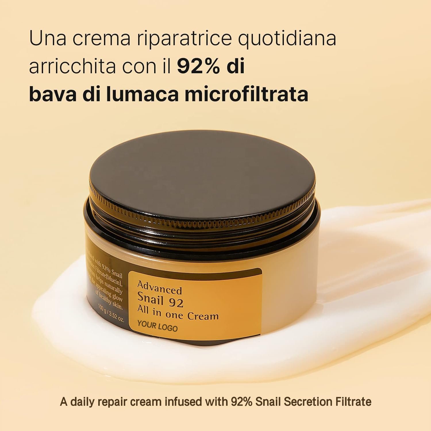 Private Label Snail Mucin 92% Moisturizer 3.52oz/ 100g Daily Repair Face Gel Cream for Dry Sensitive Skin Korean Skincare