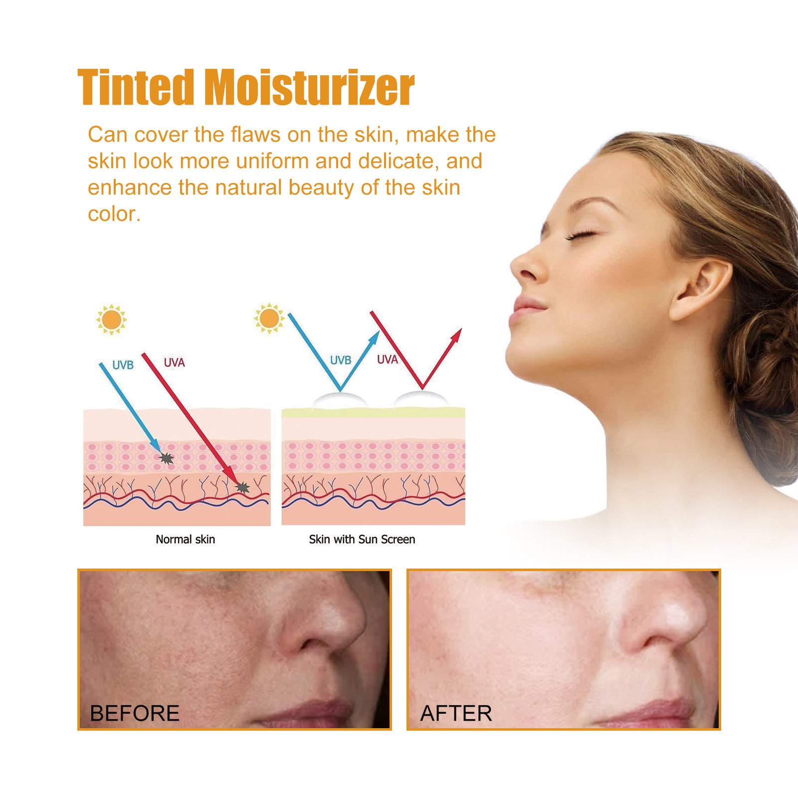 Hoygi SPF50 Sunblock Cream Moisturizer Whitening Waterproof Skin Protective Face Cream Sunscreen Cream