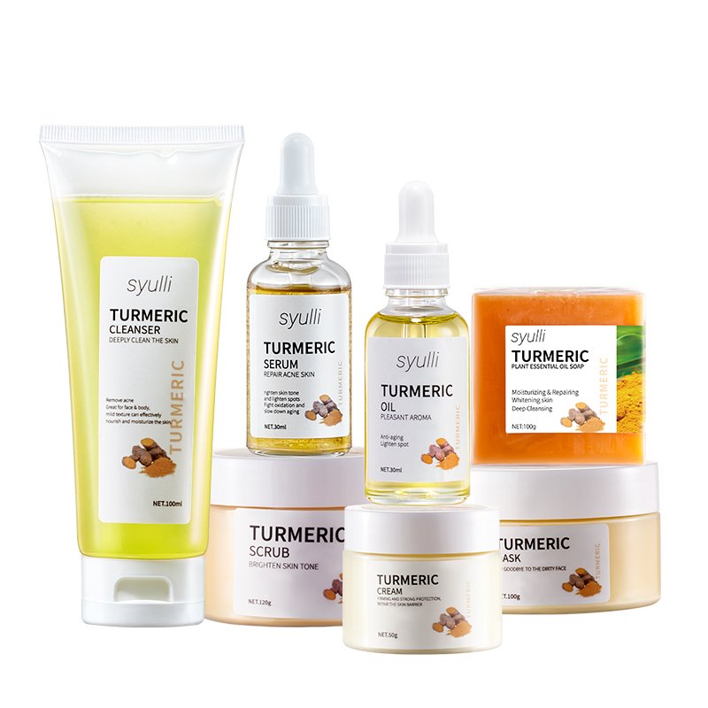 Acne Skincare Face Serum Tumeric Facial Turmeric Skin Care Set Private Label Organic Natural Anti Aging Korea Adults Female