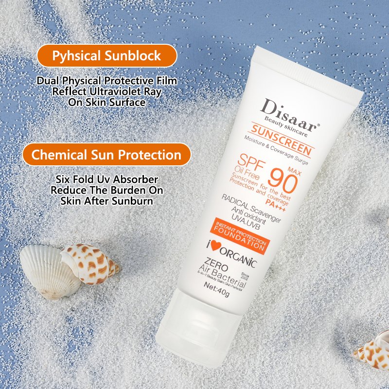 Disaar SPF 90 Sunblock Sunscreen Moisturizer Whitening Organic Sunscreen Face Cream Spf 90
