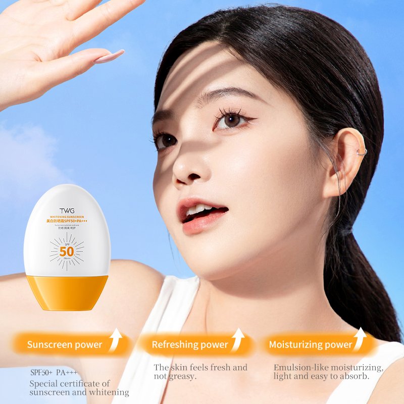 TWG SPF50+ PA+++ Sunblock Face Cream and Lotion Natural Waterproof Sweatproof Skin Protective Cream Whitening Sunscreen Cream