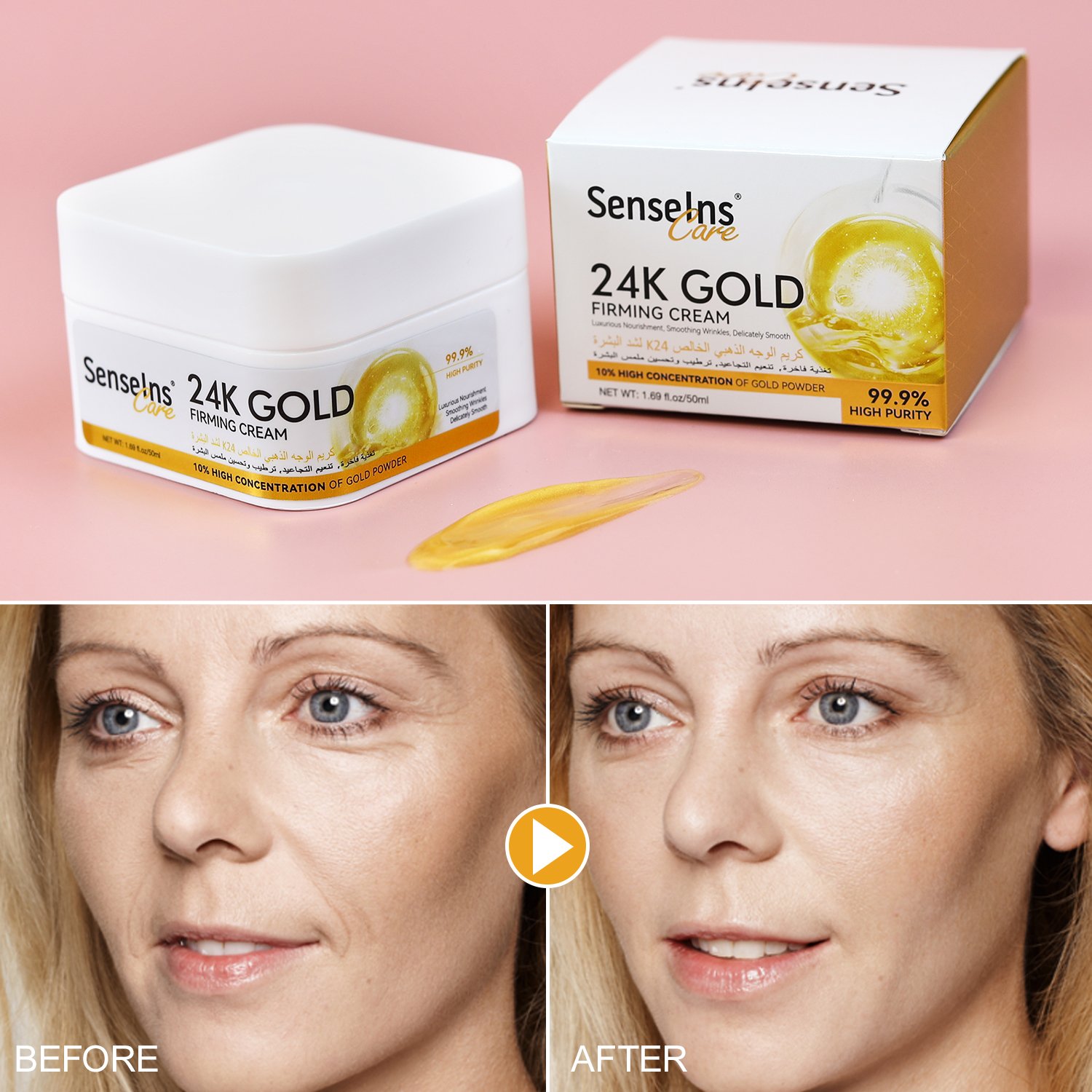 SenselnsCare Wholesale 24k gold firming cream organic Anti-Wrinkle Anti-Aging Lifting Firming Moisturizing face cream