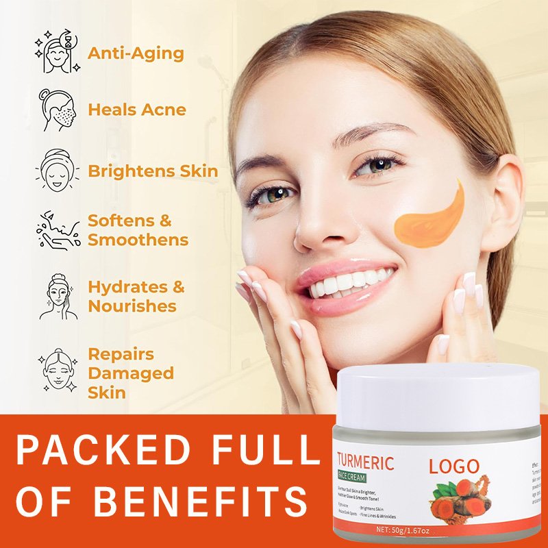 private label OEM natural organic skin care whitening moisturizer acne removal turmeric face cream