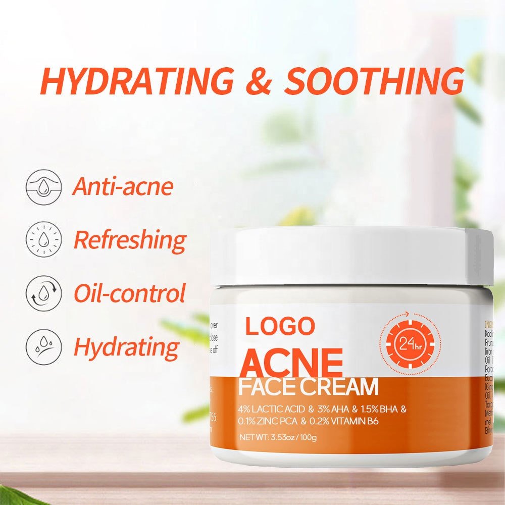 OEM Custom logo Organic Skin Care Anti Acne Treatment Removal Cream Oil Control Acne Face Cream