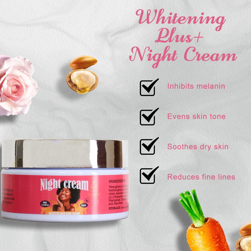 High quality 7 days whitening night cream Reducing wrinkles anti aging whitening brightening face skin whitening night cream
