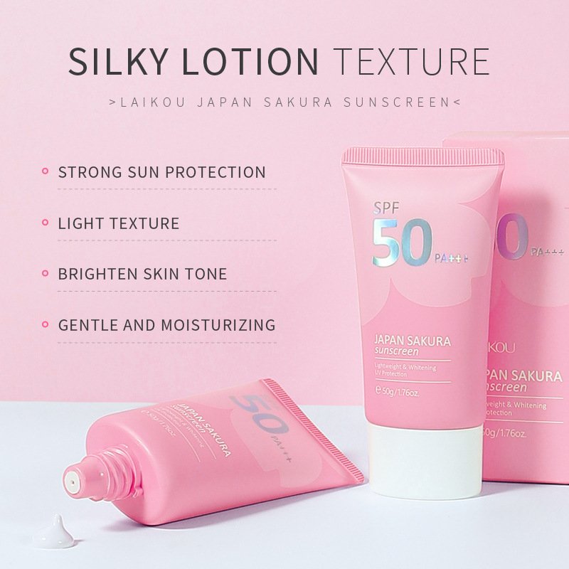 Wholesale LAIKOU Sakura Korean Prevent Sunburn Sun Tan Screen Cream UV Protection Suncream Sun Skin Sunscreen Cream spf 50