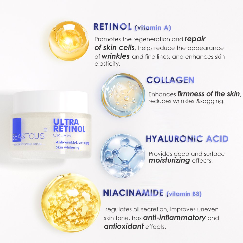Private Label Face Beauty SkinCare Day Anti-Wrinkle Anti-Aging Lifting Firming Collagen Facial Retinol Moisturizing Cream