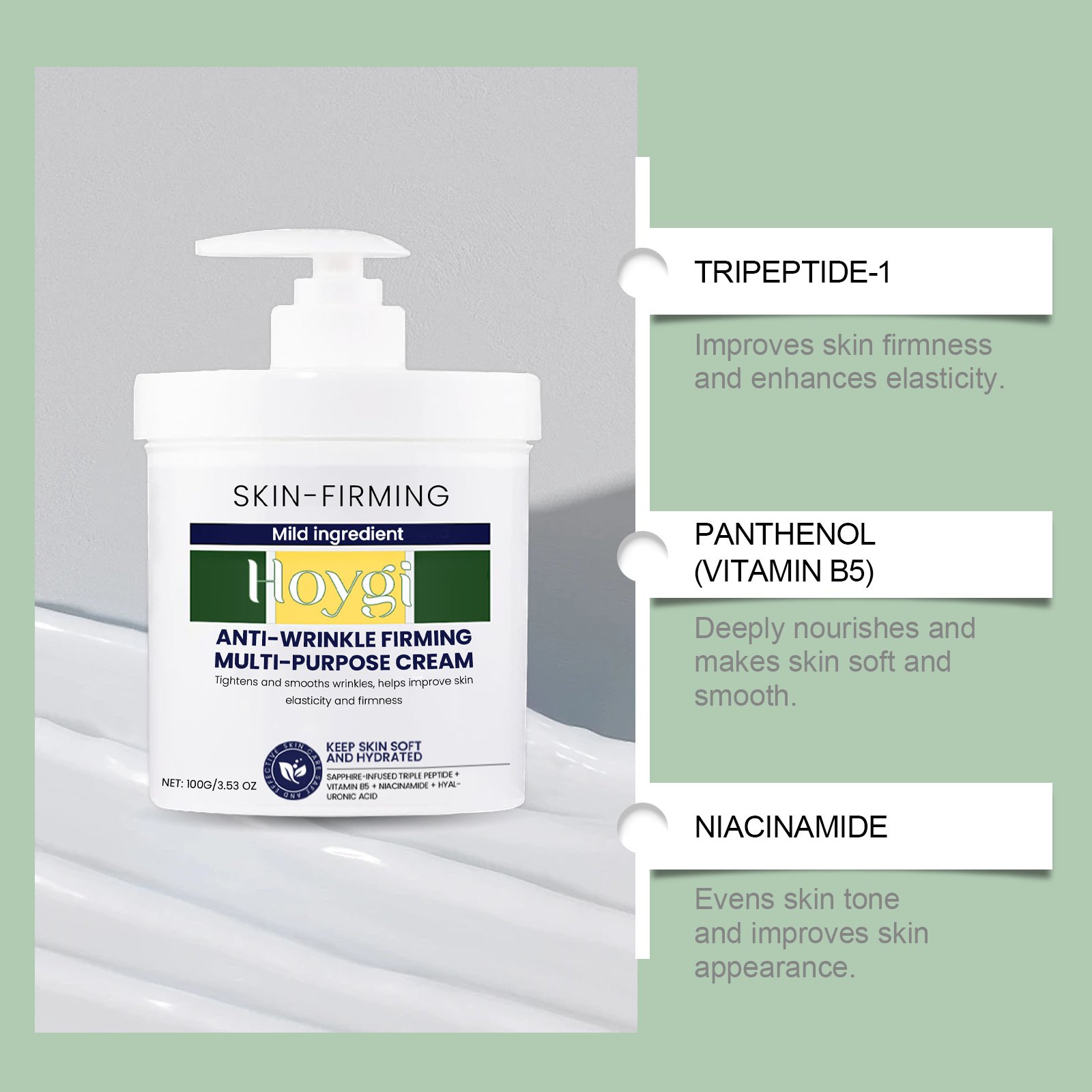 Wholesale Custom whitening Anti Wrinkle instant Moisturizing vitamin B5 Polypeptide niacinamide hyaluronic acid Face Cream