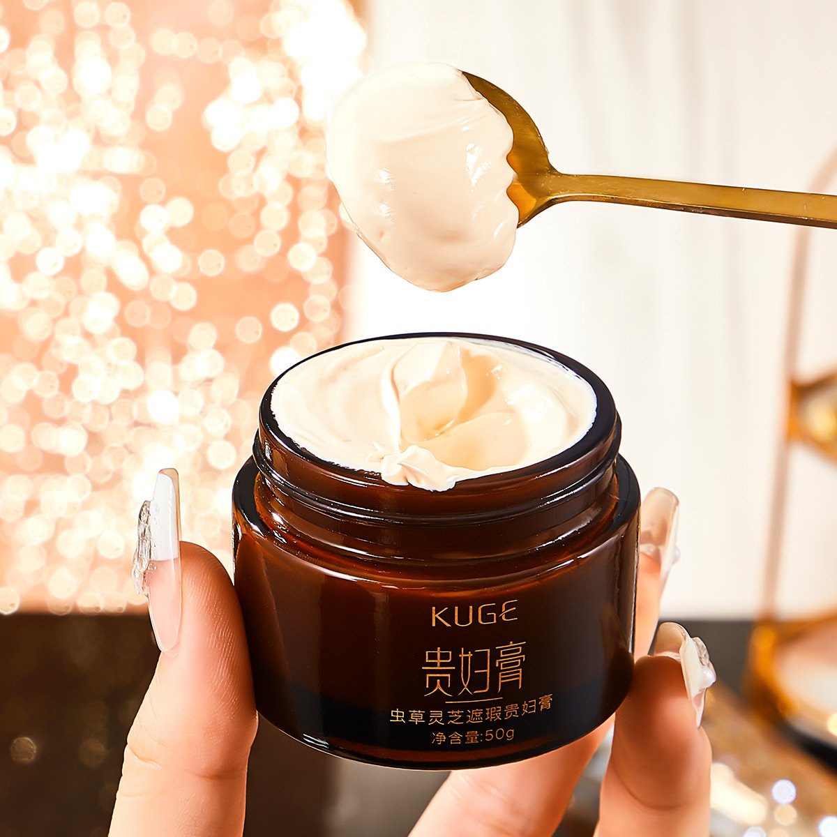 beauty KUGE Cordyceps Ganoderma Concealer Cream Hydrating Moisturizing Dark Spot light foundation toning Whitening lady Cream