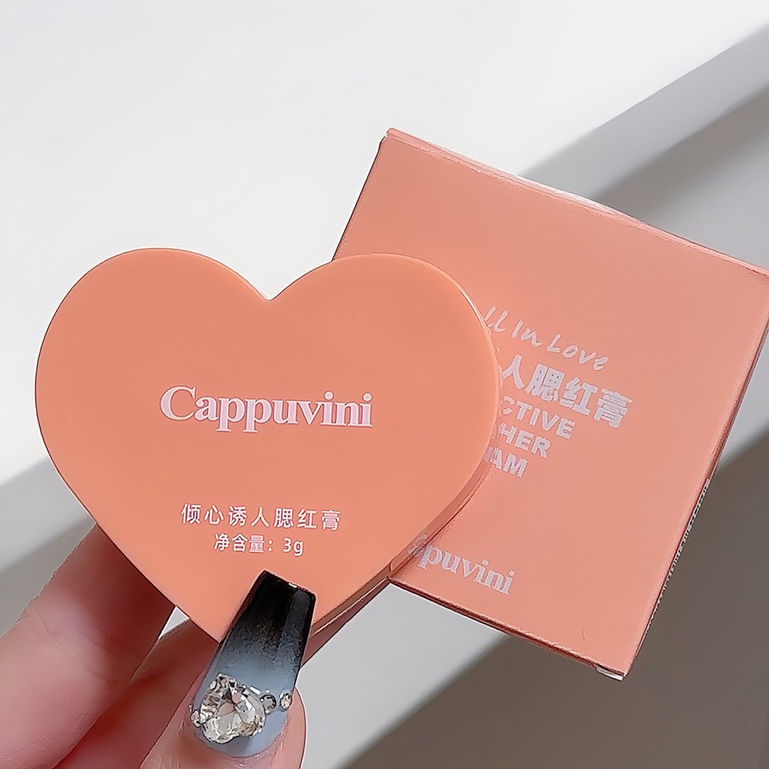 Private Label 3 Color Heart Blush Cream Rouge Mousse Matte Long Lasting Waterproof Custom Logo maquillaje al por mayor