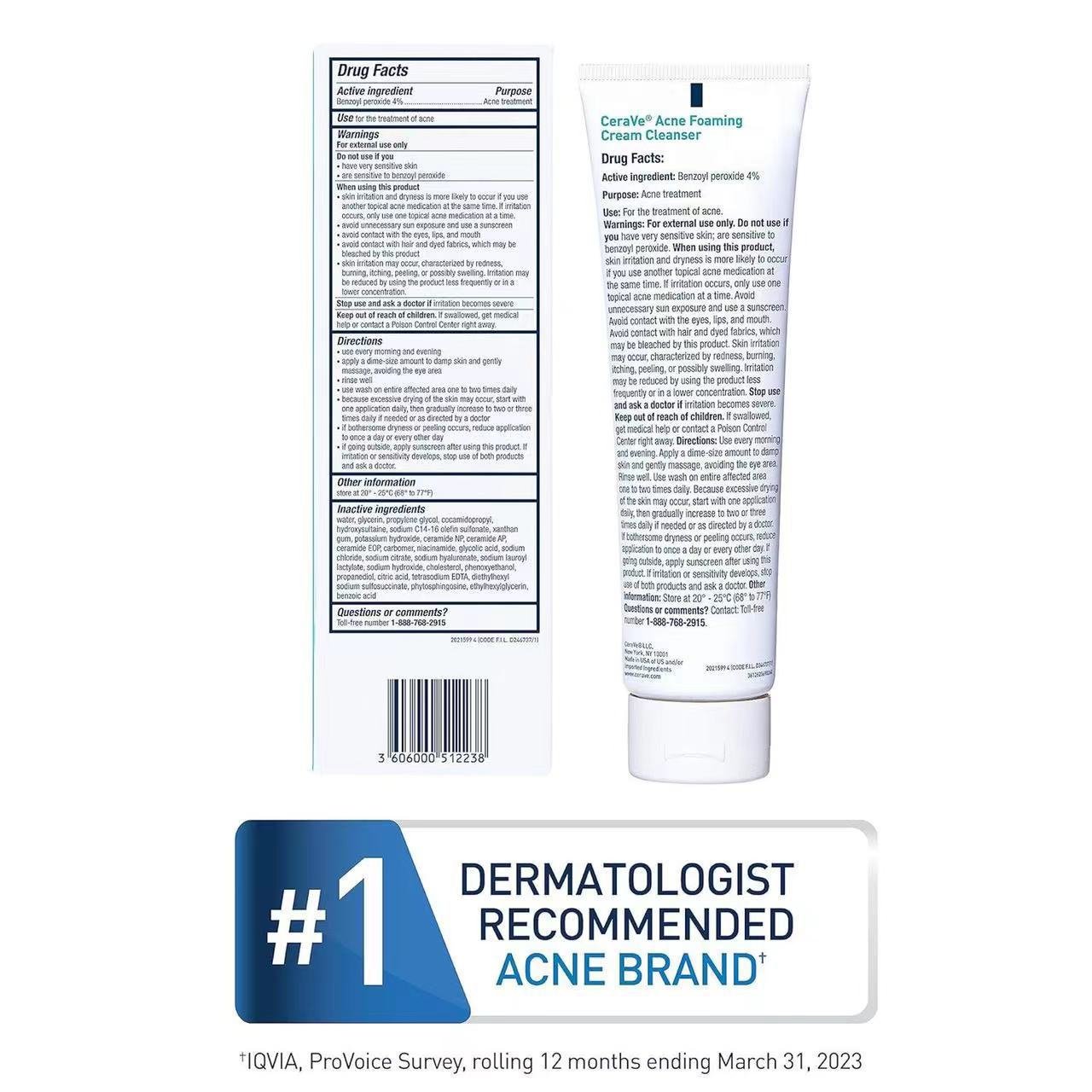 Cera Ve 150ML 4% Benzoyl Peroxide Face Deep Cleansing Acne Foaming Cream Cleanser