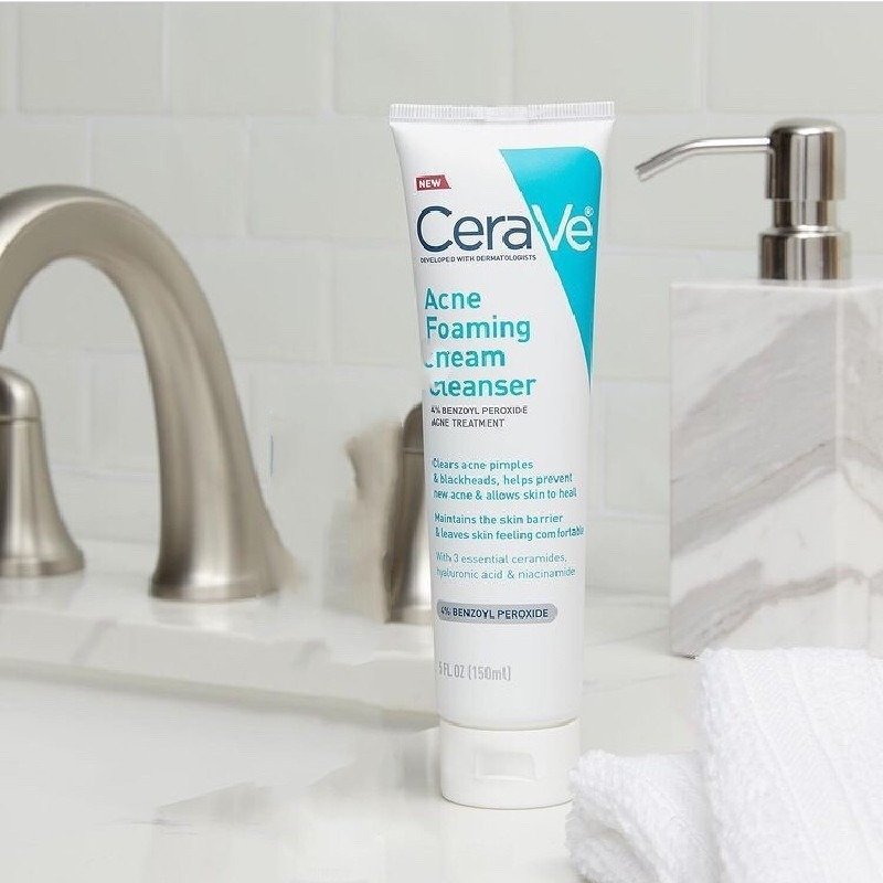 Cera Ve 150ML 4% Benzoyl Peroxide Face Deep Cleansing Acne Foaming Cream Cleanser