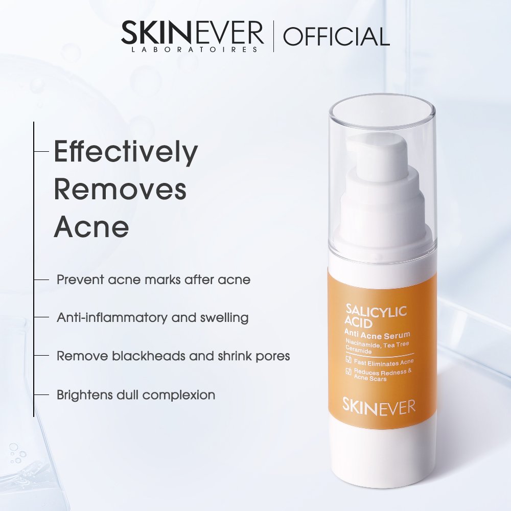 SKINEVER Fast Acting Anti-Acne Serum Salicylic Acid Liquid Face Serum Acne Reduction Anti-Wrinkle Scar Elimination Herbal