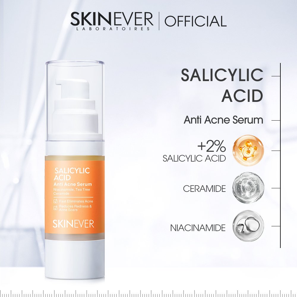 SKINEVER Fast Acting Anti-Acne Serum Salicylic Acid Liquid Face Serum Acne Reduction Anti-Wrinkle Scar Elimination Herbal