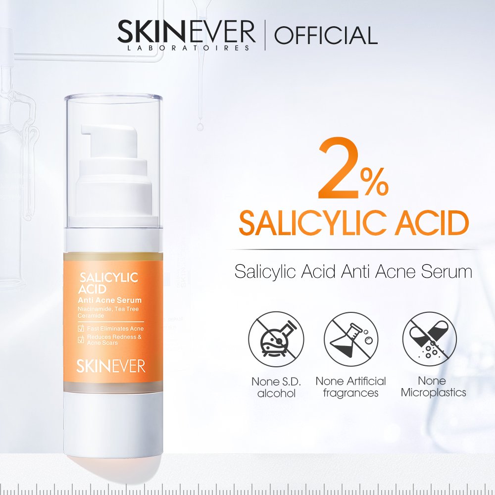 SKINEVER Fast Acting Anti-Acne Serum Salicylic Acid Liquid Face Serum Acne Reduction Anti-Wrinkle Scar Elimination Herbal