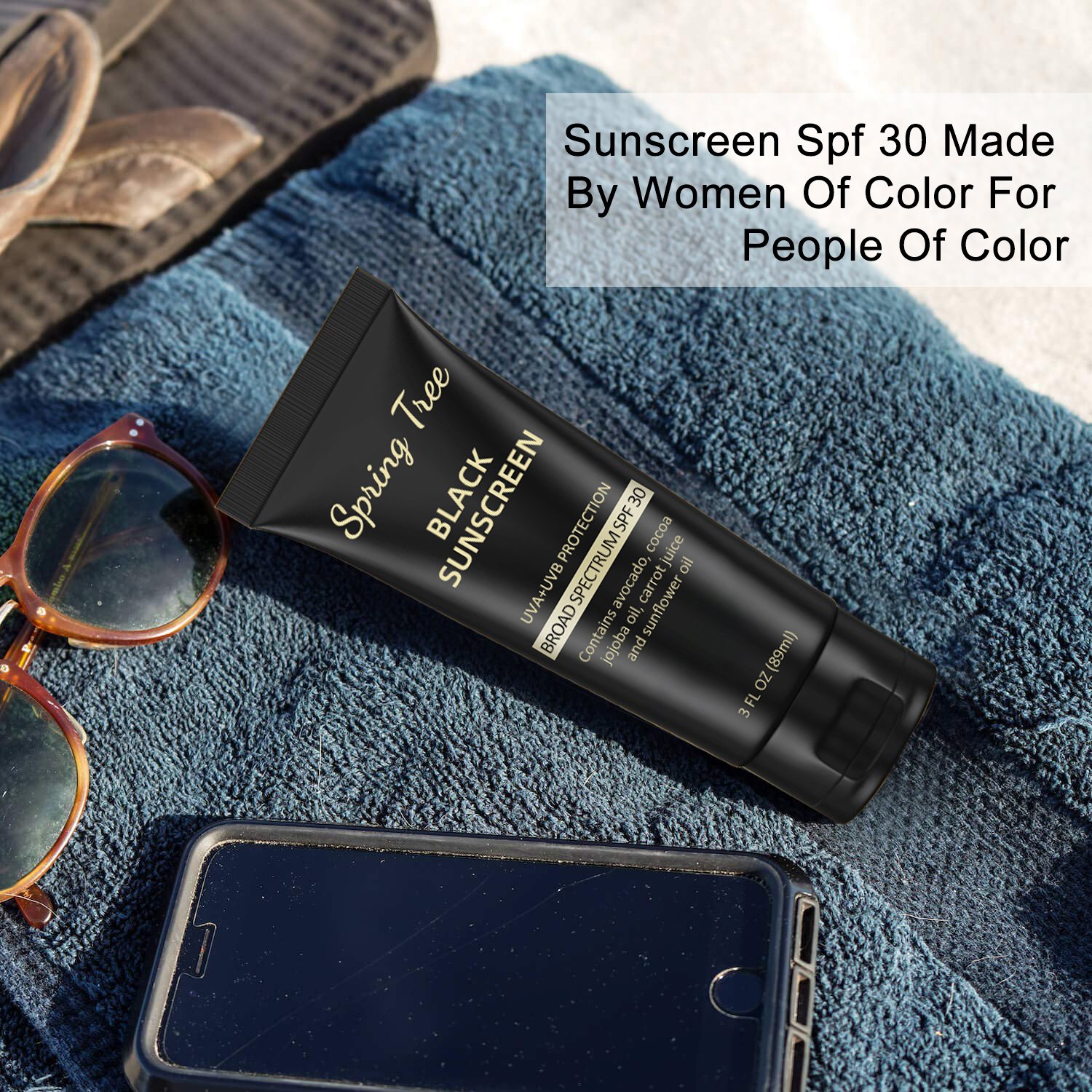 Private Label Organic Mineral Uv Tinted Sunscreen Cream Black Skin Spf 50 Vegan black Sunscreen