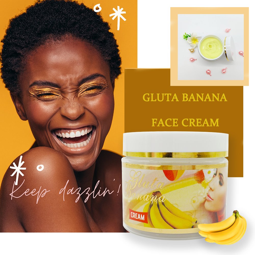 Gluta Banana whitening eliminating dark spots pimples dark circles stretch marks natural organic face cream