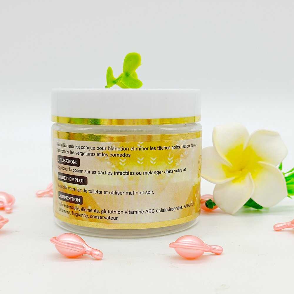 Gluta Banana whitening eliminating dark spots pimples dark circles stretch marks natural organic face cream