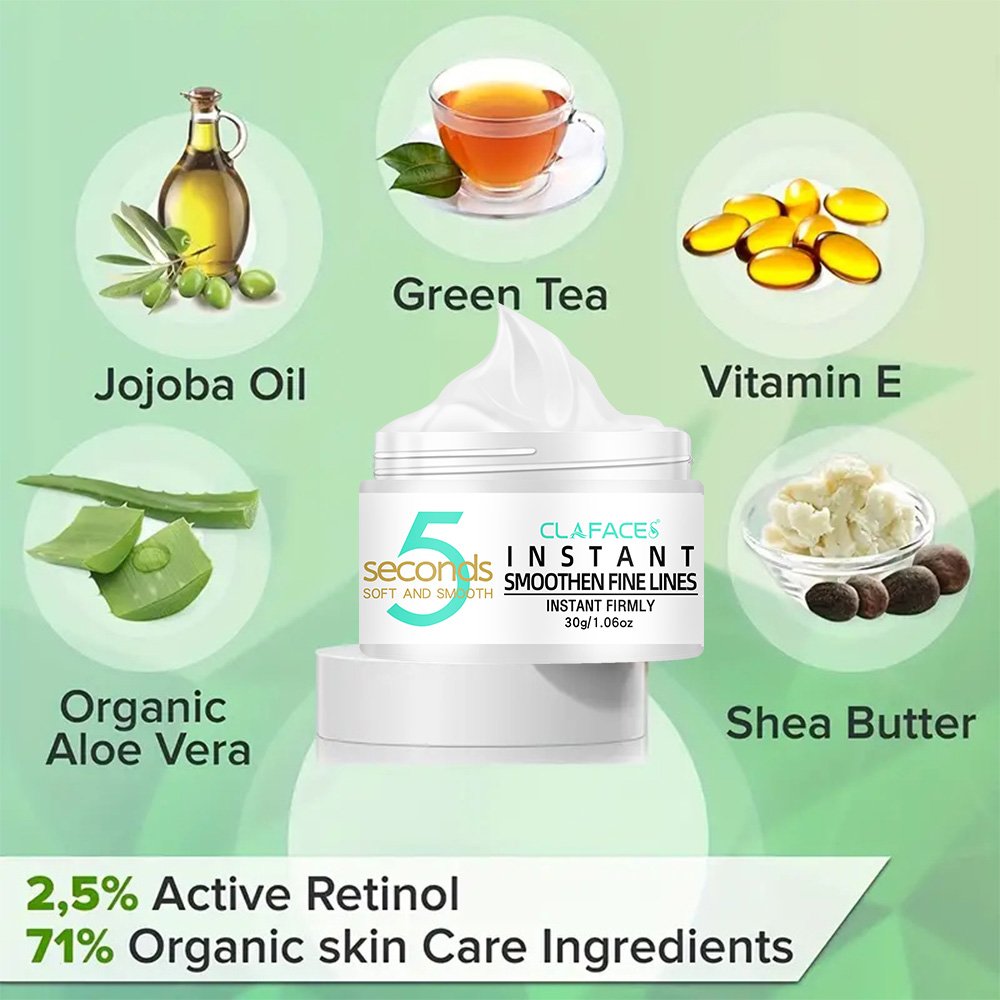 Natural Organic Face Cream 5 Seconds Moisturizing Anti Wrinkle Smoothing Fine Lines Cream