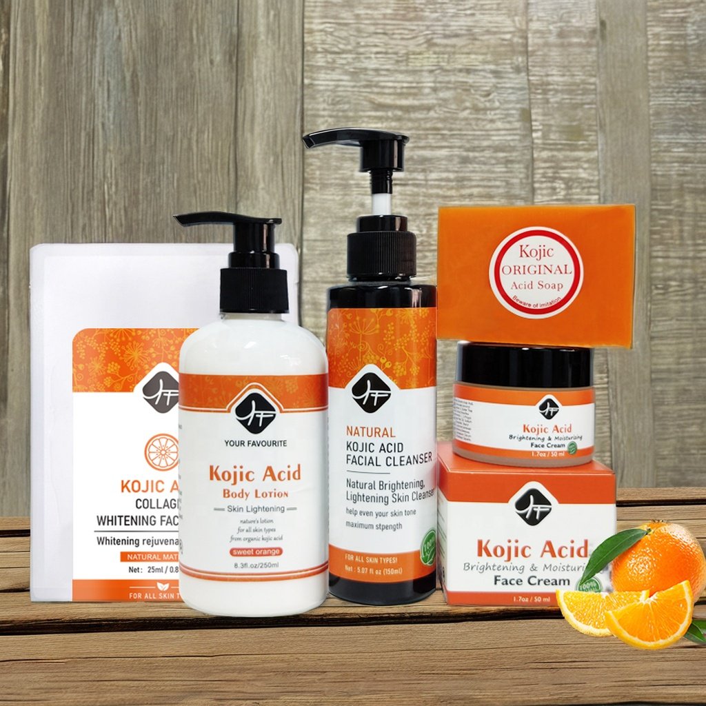 KOJIC AICD Skin Care Set 5 Products BEST SELLING Natural Organic KOJIC Soap Face Wash Facial Mask Body Lotion Face Cream